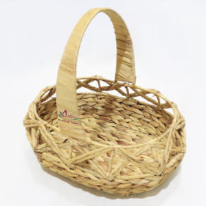 Panier-cadeau écologique en jacinthe d'eau moderne de l'usine Artex Dong Thap, panier de pique-nique avec poignée et doublure, fait à la main - Product Image 3