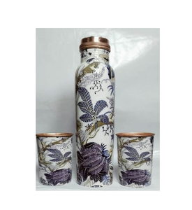 Premium 500ml Leak-Proof Copper Water <b>Bottle</b> With Lid for Fitness <b>Travel</b> Daily Use Copper Enamel printed Water <b>Bottle</b> - Product Image 3