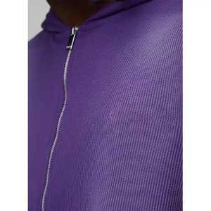 Survêtement décontracté à capuche zippé pour homme, personnalisé avec logo imprimé OEM, haute qualité, respirant, effet délavé soleil, coupe droite, style Hip Hop - Product Image 3