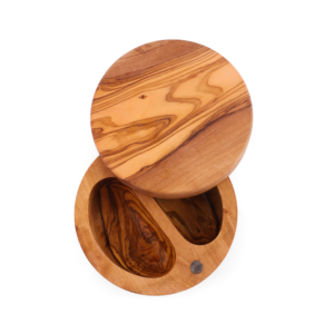 Olive <b>Wood</b> Divided Salt & Pepper Cellar with Magnetic Lid, 2-Compartment Pinch Box, Wholesale - Product Image 5