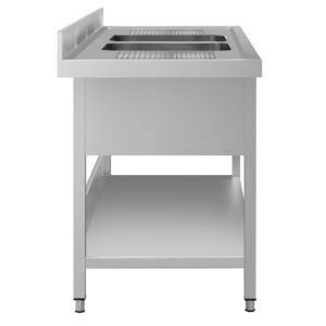 Fregadero Comercial de Acero Inoxidable ECO - 1800x600mm - con Doble Cubeta Central - con Estante Inferior - con Borde Elevado - Product Image 5