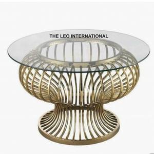 โต๊ะกาแฟอะลูมิเนียมเคลือบนิกเกิลหน้ากระจกสำหรับห้องนั่งเล่น โต๊ะกาแฟหรูหราทันสมัย - Product Image 5