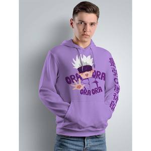 Men <b>Jujutsu</b> <b>Kaisen</b> Ora Ora Anime Printed Embroidered Hooded Winter 100% Cotton Sweatshirt <b>Hoodies</b> - Product Image 1