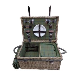 Lancaster Green Tweed Picnic Mat con cubierta hecha a mano Weidengeflecht Picknickkorb - Product Image 1