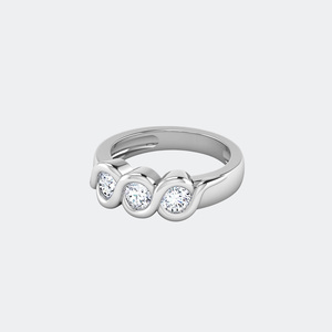 0.70CTW Three <b>Stone</b> Round Solitaire Bezel set Diamond Ring - Product Image 2