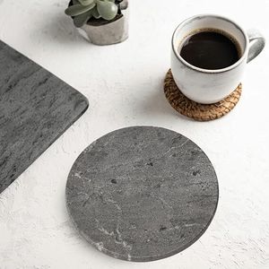 High Quality Modern Design Stone Coasters round Blue Color For Dining <b>Kitchen</b> Office Desktop Use Quality Mats & Pads <b>Accessories</b> - Product Image 6