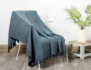 Handcrafted Soft Durable Cotton <b>Throw</b> Premium Quality Solid Dyed Stylish Home Decor for Bed Sofa and Living Room From India - Product Image 6