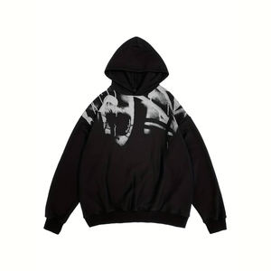 Sweat à capuche imprimé graphique coupe ample pour hommes élégant 100% coton respirant et décontracté avec poches à motif graffiti de haute qualité - Product Image 1