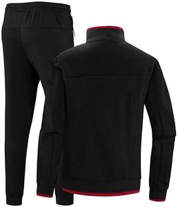 OEM personalizado de alta calidad de los hombres casuales 2 piezas de cordón de contraste de cremallera completa deportes conjuntos chaqueta y pantalones de Fitness activo chándal conjunto - Product Image 3