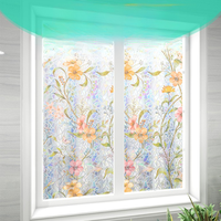 Statische Haftfolie mit Blumenmuster, dekorativer Sichtschutzaufkleber für Zuhause, Büro, Türdekoration, DIY-Design, Glasfensteraufkleber
