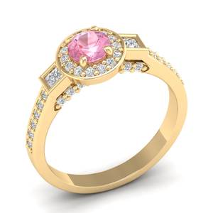 REYES Nouveau Design 925 Sterling Silver Round Cut 0.5 Carat Morganite Gemstone avec Moissanite Ring Perfect Anniversary Gift Rings - Product Image 2