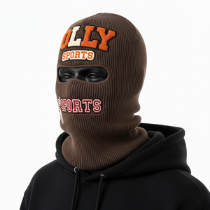Men Cold Weather Balaclava Premium Quality Acrylic Knit Fabric 300 GSM Soft Touch Brown Custom Logo Balaclava for Men - Product Image 4