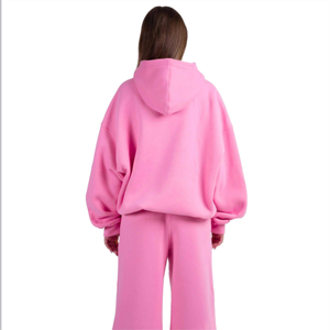 Conjunto de chándal de mujer de gran tamaño, rosa y pantalones de chándal Sudadera con capucha, logotipo personalizado, ropa deportiva cómoda informal perfecta para compradores al por mayor - Product Image 3