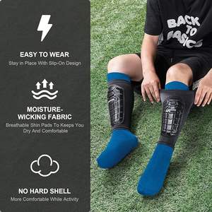 Espinilleras de Fútbol Ligeras, Flexibles, Transpirables y Cómodas de Cuero, 2 Pares, Protector de Pantorrillas para Jugadores de Fútbol Adultos - Product Image 3