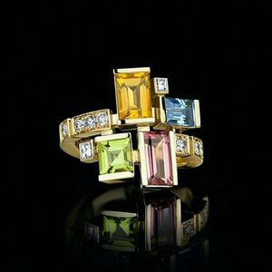 Giant Royal Blue Emerald Moissanite Brilliant Cut 18K Gold Filled IGI Certified Luxury Women's Trendy Ring Jewelry - Product Image 3