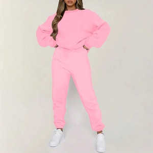 Ensemble sweat à capuche et pantalon de survêtement avec logo personnalisé pour femmes sweat-shirt surdimensionné à épaules tombantes avec motif solide sweat à capuche vierge - Product Image 2