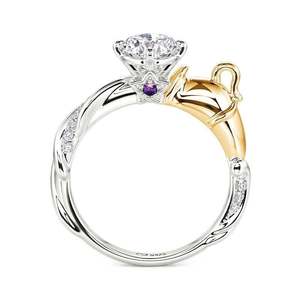 Bague de mode Jeulia Luna Astra bicolore torsadée pavée signe du zodiaque Verseau - Product Image 1