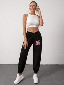 กางเกงขายาวทรงตรงเอวสูงสำหรับผู้หญิง กางเกงลำลองทรงหลวม สไตล์กางเกงแทรคสุดอินเทรนด์สำหรับใส่ในชีวิตประจำวัน - Product Image 4