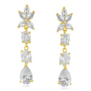 Suhagan AD Pendientes colgantes finos Piedra Chapado en oro Dangler FBE0009 - Product Image 1