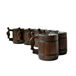 Meilleure qualité 100% tasse à café en bois tasse de voyage en acier inoxydable tasse de Camping tasse en bois avec poignée avec vente - Product Image 1