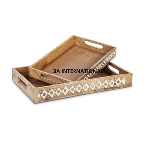 ชุดกาแฟสองชิ้นถาดไม้สำหรับเสิร์ฟอาหารและผลไม้ดีไซน์เนอร์ที่น่าสนใจ - Product Image 1