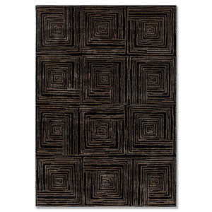 Alfombra Aprezo Clásica Geométrica Anudada a Mano de Acrílico Gris y Negro Aiar-3013 de Tejido Plano para Sala de Estar, Pasillo, Estilo Moderno - Product Image 1