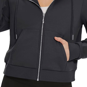 Sweat à capuche d'hiver en coton épais Logo de marque personnalisé Vêtements streetwear unisexes Sweat à capuche surdimensionné avec fermeture à glissière pour femmes - Product Image 2