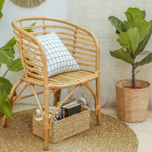 Vintage-Inspired Wicker Kitchen <b>Chair</b> with Weather-Resistant <b>Rattan</b> for Garden Seating - Product Image 1