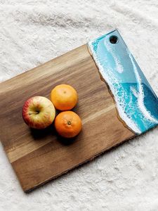 Planche à fromage en bois et résine de conception moderne outils de coupe bureau fête restaurant vaisselle vaisselle utilisée et fruits planche à découper - Product Image 2
