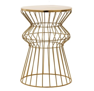 Table d'appoint sculptée en or avec accent métallique artistique à plusieurs niveaux pour la décoration intérieure haut de gamme - Product Image 1