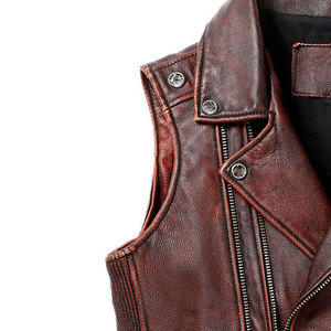 Style personnalisé Streetwear Gilet en cuir Vêtements décontractés d'extérieur Respirant de haute qualité Gilet en cuir pour hommes - Product Image 5