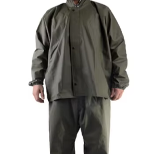 Traje Impermeable de PVC con Cremallera, Capucha Verde Militar, Cintura y Muñequeras Elásticas, Resistente al Frío, Suministro al por Mayor - Product Image 1