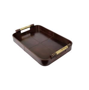 Bandeja de servicio otomana Bandeja de servicio y madera negra Precio de fábrica directo de alta calidad Bandeja decorativa rectangular Fabricante de lujo - Product Image 2