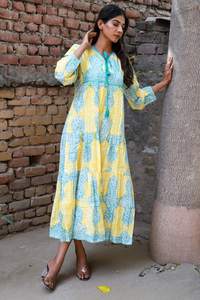 Imprimé personnalisé été bohème robes décontractées pour les femmes dos nu sans manches Maxi fente taille naturelle bouton décoration - Product Image 3