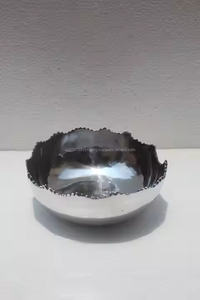 Textured Stainless Steel Raised Bowl For Stylish Dining Display - Product Image 5