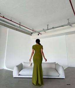 Enormous Prices Olive Green <b>Purple</b> Colors Fabric Crepe 2S 2M 2L Summer <b>Dresses</b> <b>Women</b> - Product Image 2