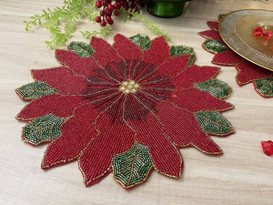 Handmade <b>beaded</b> <b>placemat</b> supplier Export quality <b>beaded</b> table mat Fancy handmade dining table <b>placemat</b> Artisan crafted beadwork - Product Image 2