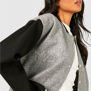 Chaqueta Letterman de Talla Grande para Mujer, Tejida en Algodón, para Uso en Exteriores en Invierno, Transpirable, con Cuello Alto, Personalizable, Venta al Por Mayor - Product Image 6