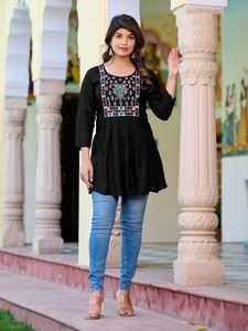 Heavy Rayon Club Fancy Western Short <b>Kurti</b> with Embroidery Patterns Collection - Product Image 3