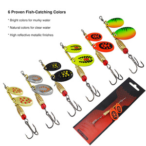 Leurre de pêche Xida Double Blade Inline Spinner 6,4g, leurre cuillère métallique pour truite et bar, avec hameçon triple, matériel de pêche en eau douce - Product Image 4