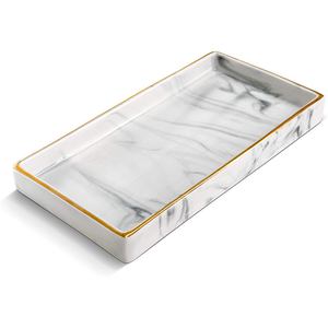 Plateau de service rectangulaire en marbre massif de luxe de haute qualité pour hôtel, restaurant, maison, avec la meilleure qualité du grossiste - Product Image 1