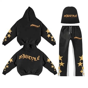 Survêtement d'entraînement en polaire pour hommes, ensemble deux pièces imprimé solide pour le jogging d'hiver, combinaison de sport respirante - Product Image 2