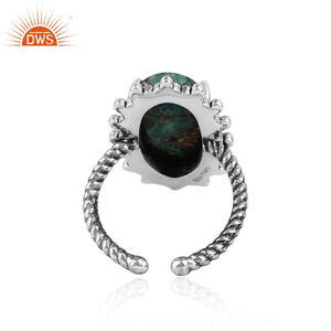 Latest 925 Sterling Silver Natural Mojave <b>Copper</b> Amazonite Gemstone Antique Design Ring Custom Jewelry Manufacturer - Product Image 3