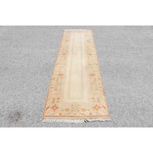 พรมตุรกีวินเทจ ขนาด 2.6x9.4 ฟุต สีเบจน้ำตาลลายจุด ทำจากขนสัตว์ - Product Image 1