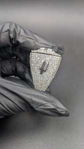 Custom Letter Square Design <b>Initial</b> <b>Ring</b> 925 Sterling Silver Rhodium Plated VVS Moissanite Diamond Sarkling - Product Image 4