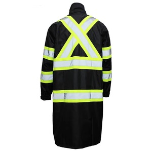 เสื้อโค้ทกันฝนสะท้อนแสงพื้นยาวสีดำปรับแต่งได้ขนาดพิเศษพร้อมโลโก้ตามสั่ง - Product Image 2