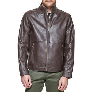 Top vente hommes hiver en plein air imperméable veste en cuir PU qualité garantie automne porter avec tissu de toile - Product Image 5