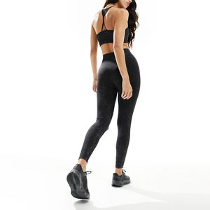 Pantalones transpirables de punto sin costuras de alta calidad para gimnasio, mallas con estampado cruzado XL, informales de LICRA amigables con la piel - Product Image 2