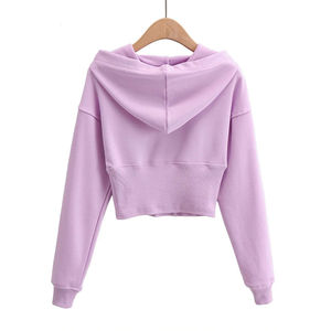 Sudadera corta de manga larga con logotipo personalizado de alta calidad para mujer, sudadera recortada, sudaderas con capucha, Sudadera con capucha - Product Image 2