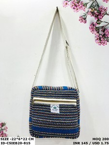 Diseñador de cáñamo hecho a mano de algodón Unisex Sling Bags Ecológico Sostenible Elegante Handloom Artesanía para uso nocturno - Product Image 3